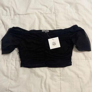 Ruched Off the Shoulder Crop Top